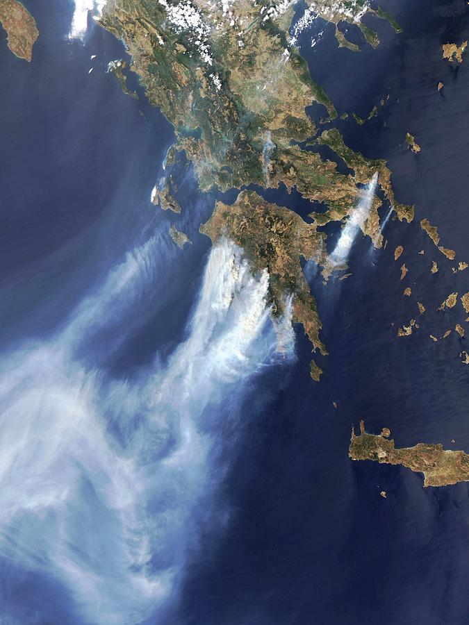 Greek Photograph - Forest Fires #1 by Modis Rapid Response Team/gsfc/nasa/science Photo Library