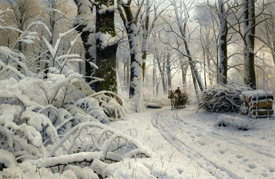 Forest in Winter #1 Painting by Peder Mork Monsted