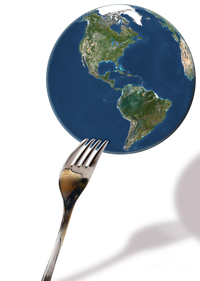 Globe Photograph - Fork And Earth #1 by Monica Schroeder