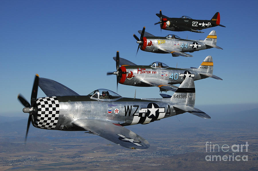 Formation Of P-47 Thunderbolts Flying #1 Photograph by Phil Wallick