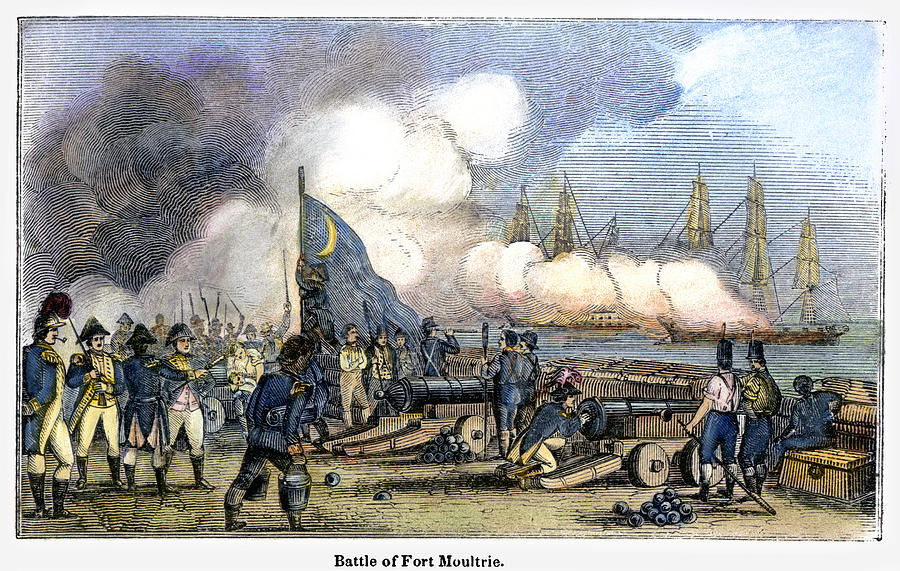 Flag Photograph - Fort Moultrie Battle, 1776 #1 by Granger