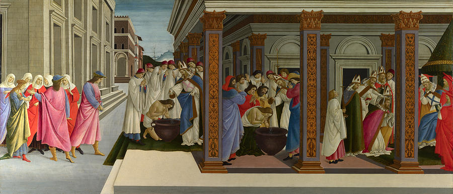 Four Scenes from the Early Life of Saint Zenobius #6 Painting by Sandro Botticelli
