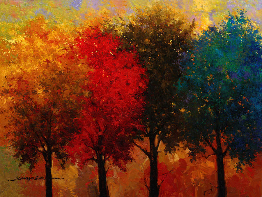 Tree Painting - Four Seasons #1 by Kanayo Ede