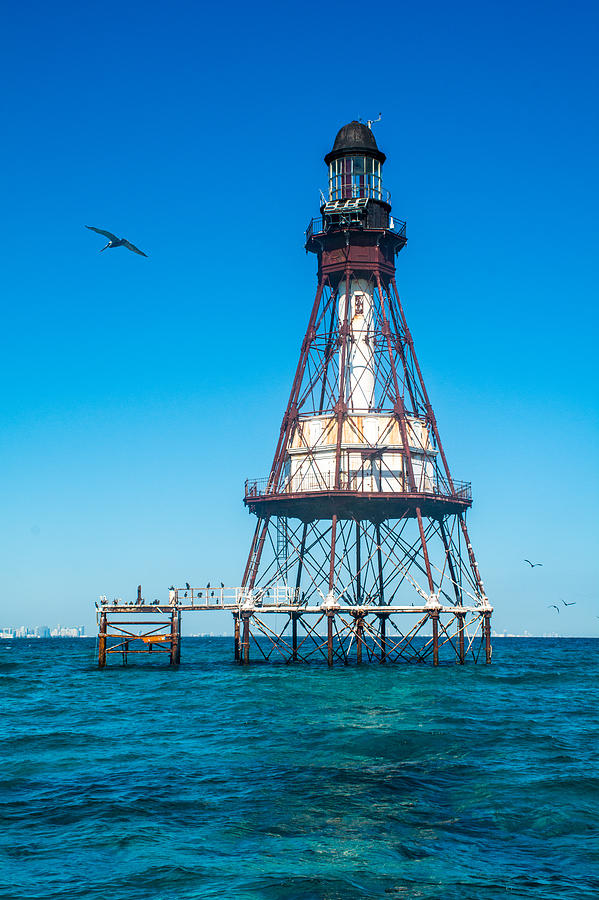 Lighthouse Photograph - Fowey Rocks Lighthouse #1 by Manuel Lopez
