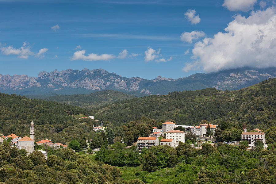 Summer Photograph - France, Corsica, La Alta Rocca, Levie #1 by Walter Bibikow