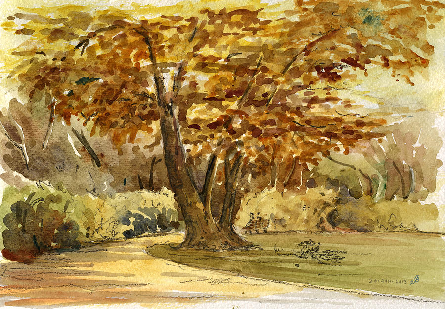 Fall Painting - Frankfurter Park #1 by Juan  Bosco