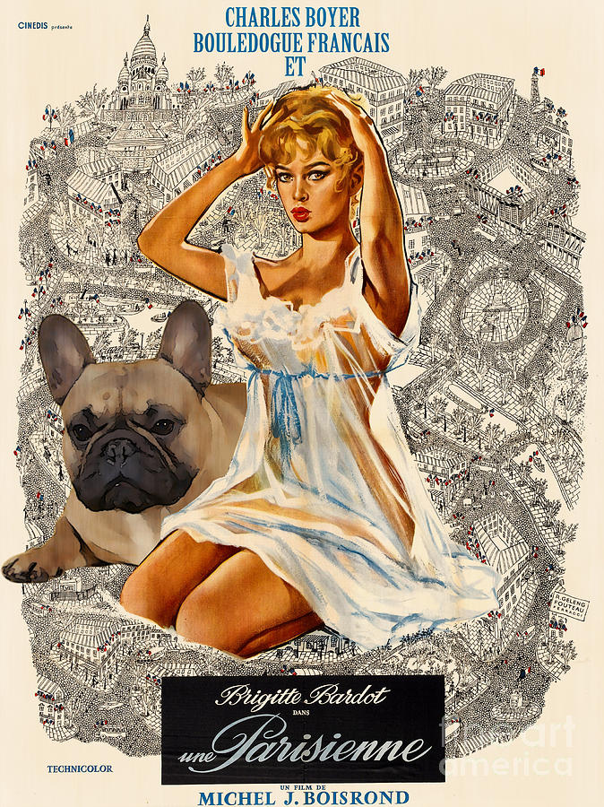 French Bulldog Art - Una Parigina Movie Poster #1 Painting by Sandra Sij