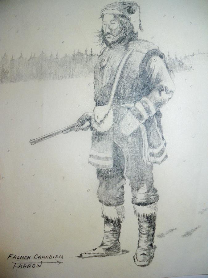 French Canadian Hunter #2 Drawing by Dave Farrow