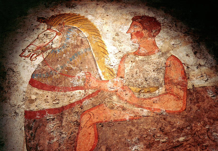 Knight Photograph - Fresco From A Knights Tomb #1 by Pasquale Sorrentino/science Photo Library