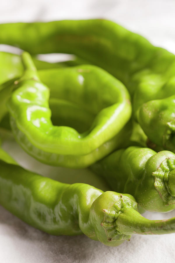 Fresh Long Green Hot Peppers #1 Photograph by Brian Yarvin