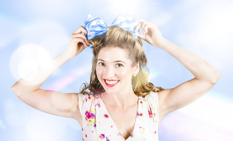 Friendly Female Pin Up Wearing Hair Accessories Photograph By