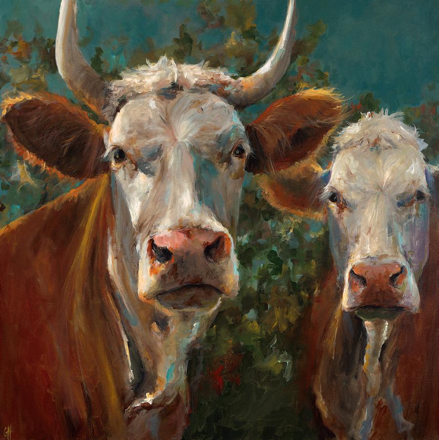 Cow Painting - Friends #1 by Cari Humphry