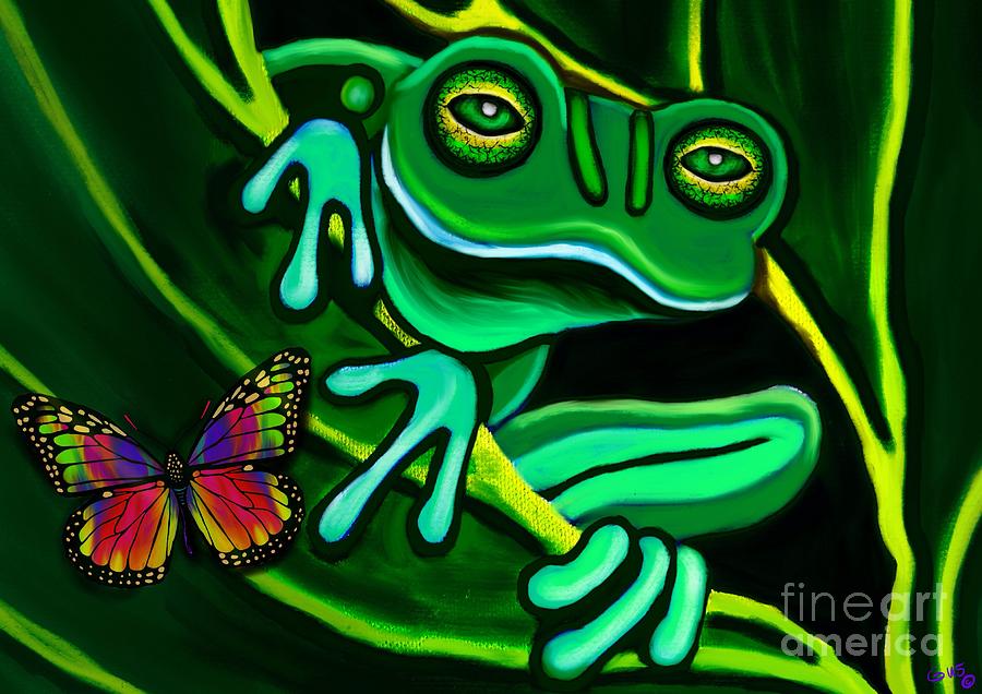 Frog and Butterfly #1 Painting by Nick Gustafson