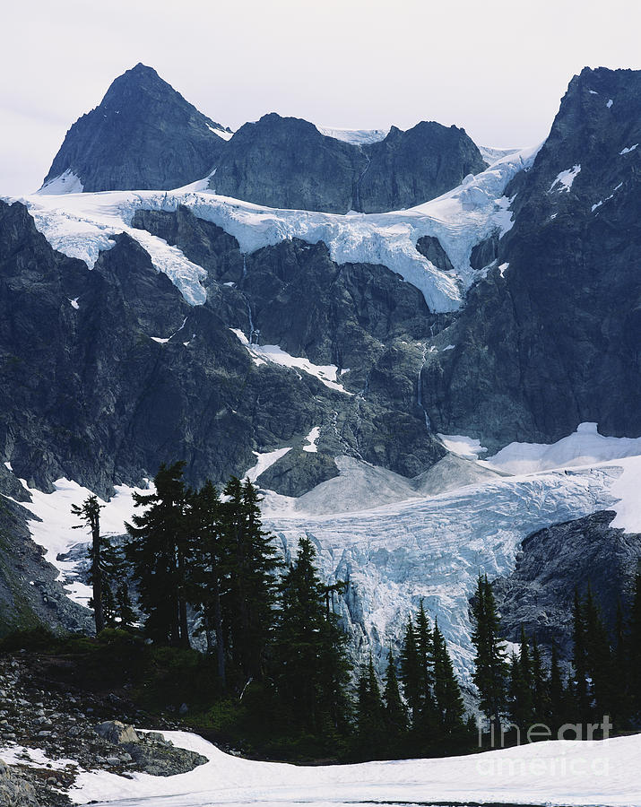 Landscape Photograph - Frozen Lake And Mt.. Shuksan #1 by Tracy Knauer