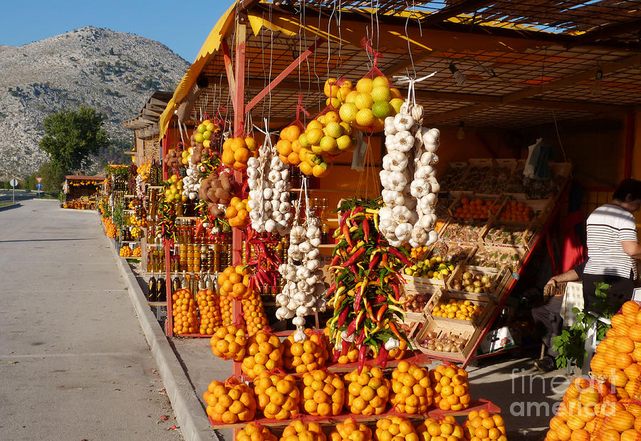 Fruit and Vegtable Stalls - Opuzen - Croatia Photograph by Phil Banks