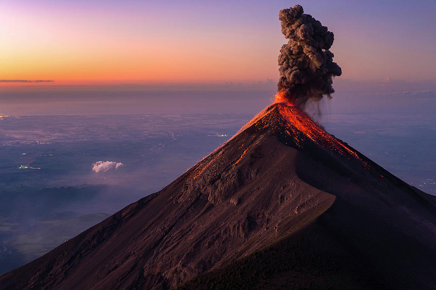 Fuego Volcano Erupting At Sunrise #1 Photograph by Brandon Huttenlocher Fuego Volcano Erupting At Sunrise #1 Photograph by Brandon Huttenlocher