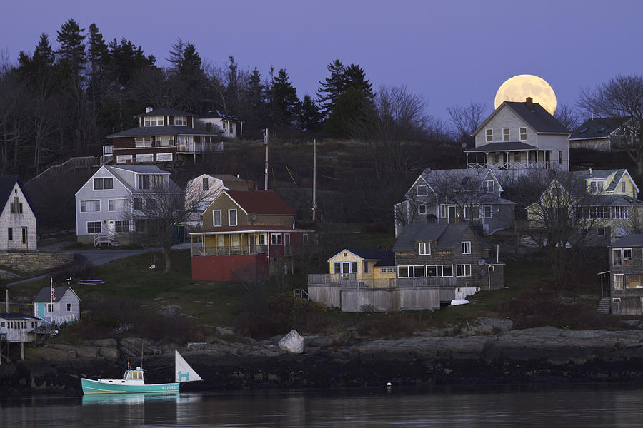 Full Moon Over Georgetown Island Maine #1 Photograph by Keith Webber Jr