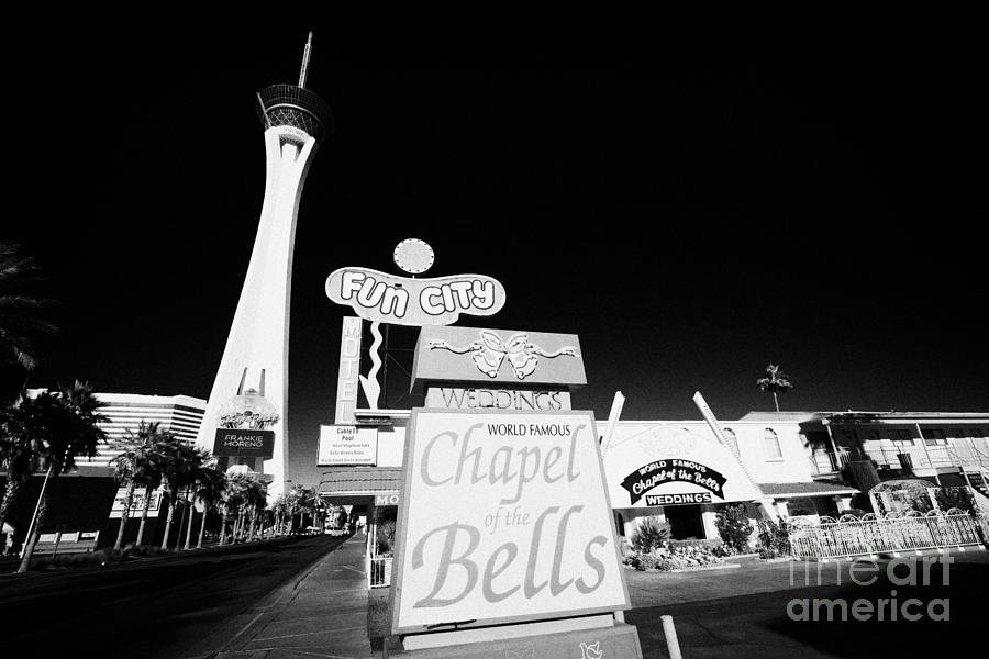 Las Vegas Photograph - fun city motel and chapel of the bells wedding chapel on the strip Las Vegas Nevada USA #1 by Joe Fox