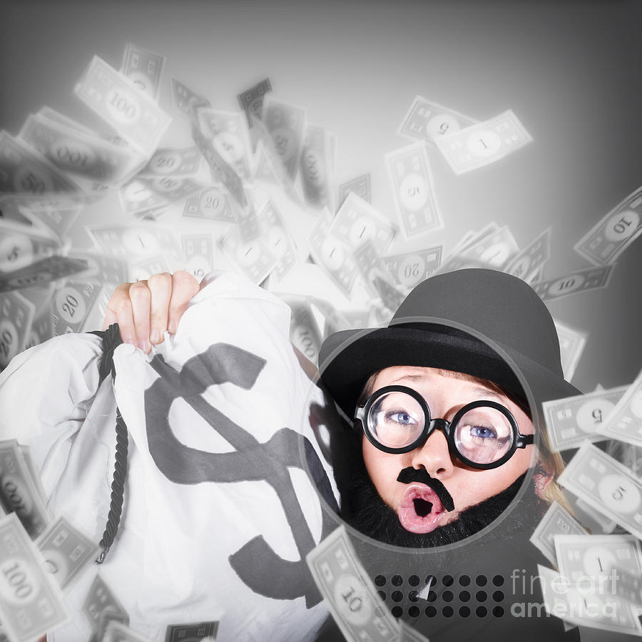 Funny businessman with falling money. Success #1 Photograph by Jorgo Photography