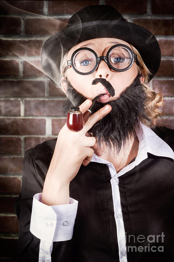 Funny private eye detective smoking pipe #1 Photograph by Jorgo Photography