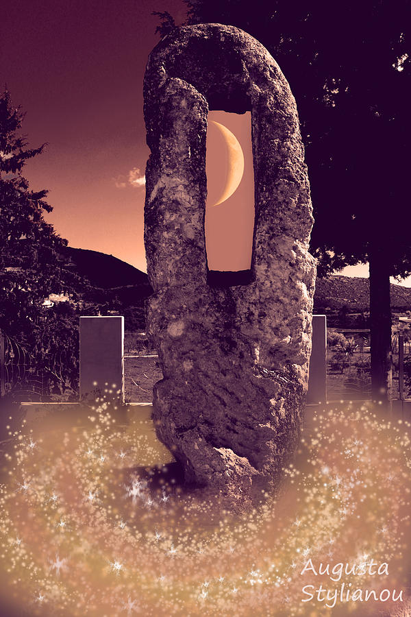 Stone Galaxy and Full Moon Digital Art by Augusta Stylianou