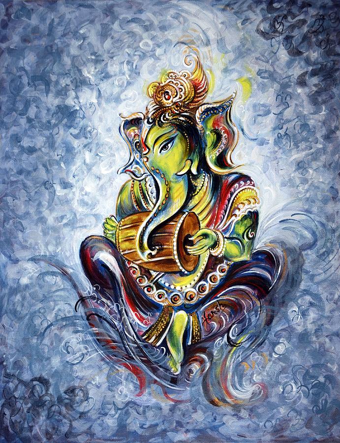Buddha Painting - Musical Ganesha by Harsh Malik