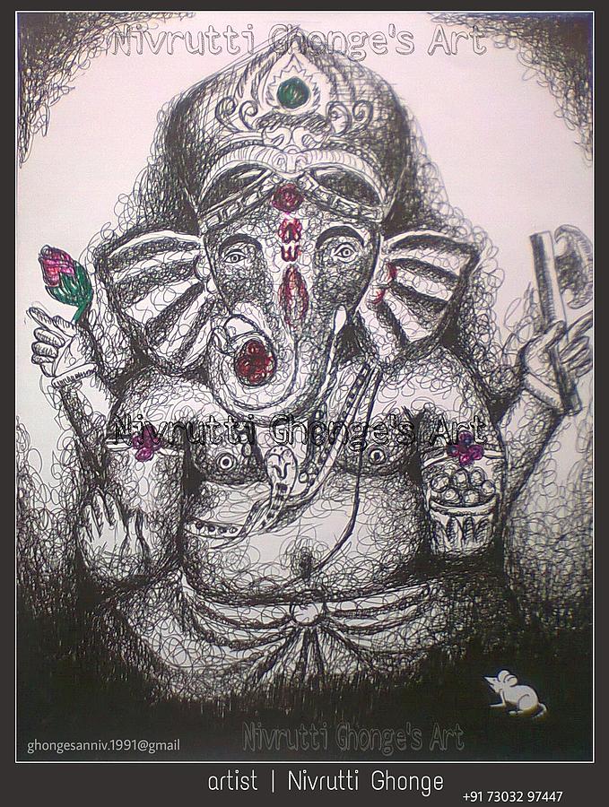 Ganpati Bappa Drawing by Nivrutti Ghonge | Fine Art America