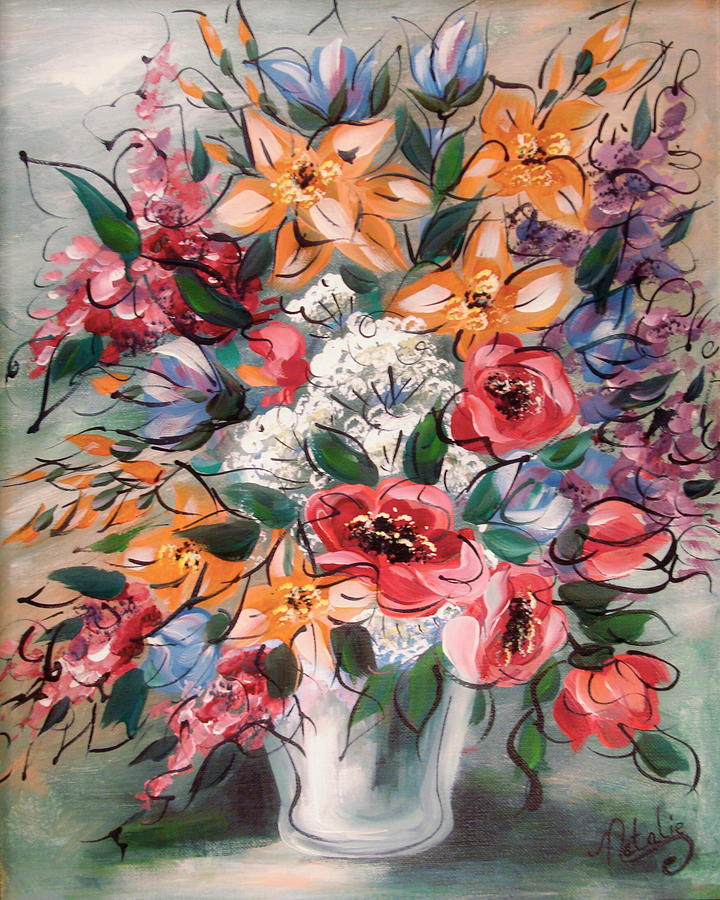 Garden Flowers #1 Painting by Natalie Holland
