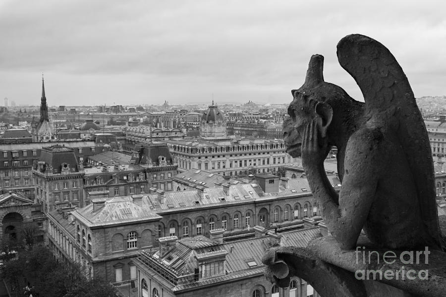 Notre Dame Photograph - Gargoyle overlooking Paris #1 by Ruth Black