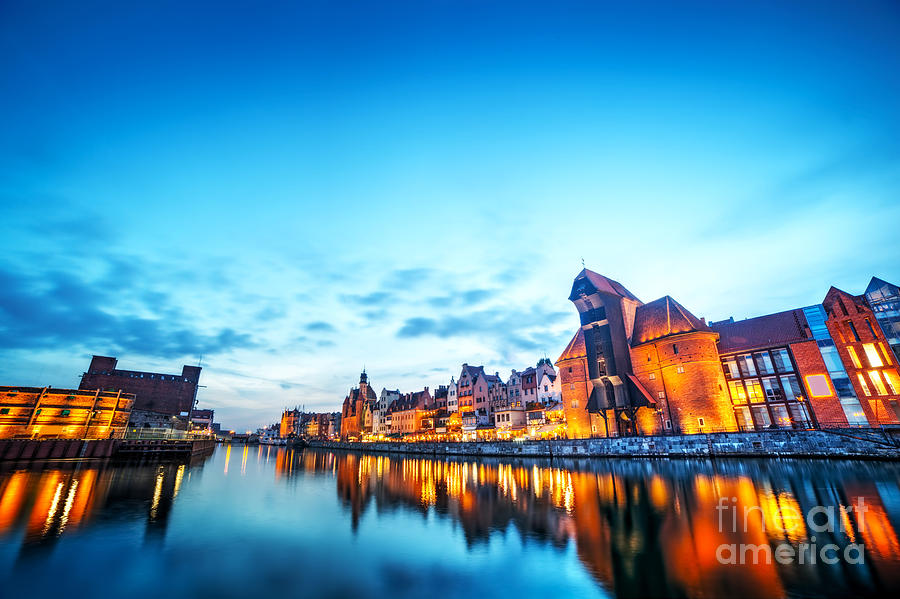 Gdansk Poland old town Motlawa river and famous crane Polish Zuraw #1 Photograph by Michal Bednarek