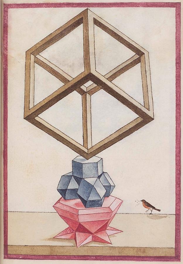 Geometric Perspective  16th Century Anonymous Paper Manuscript Painting