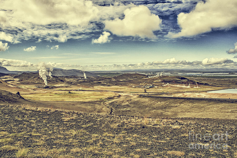 Volcanic landscape with steam columns Photograph by Patricia Hofmeester