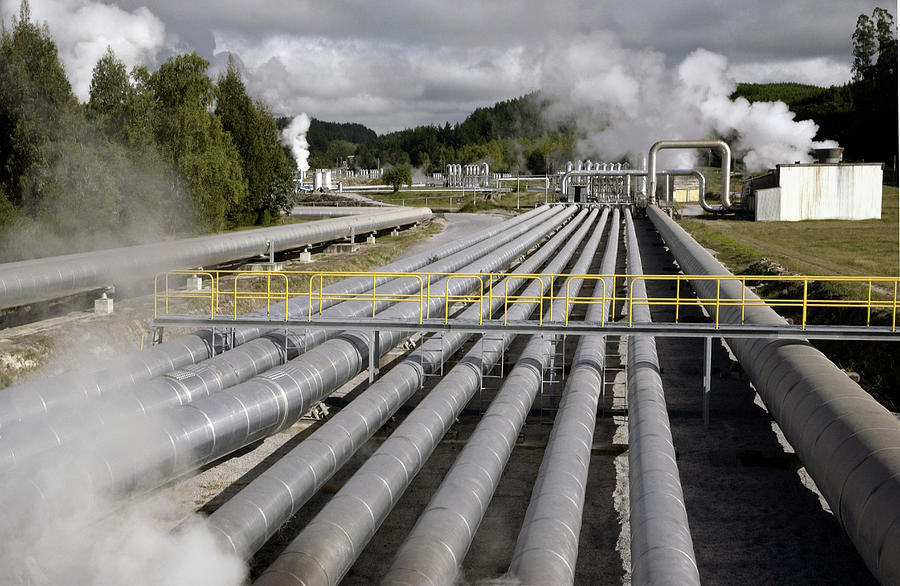 Bridge Photograph - Geothermal Power Station Piping #1 by Steve Allen/science Photo Library