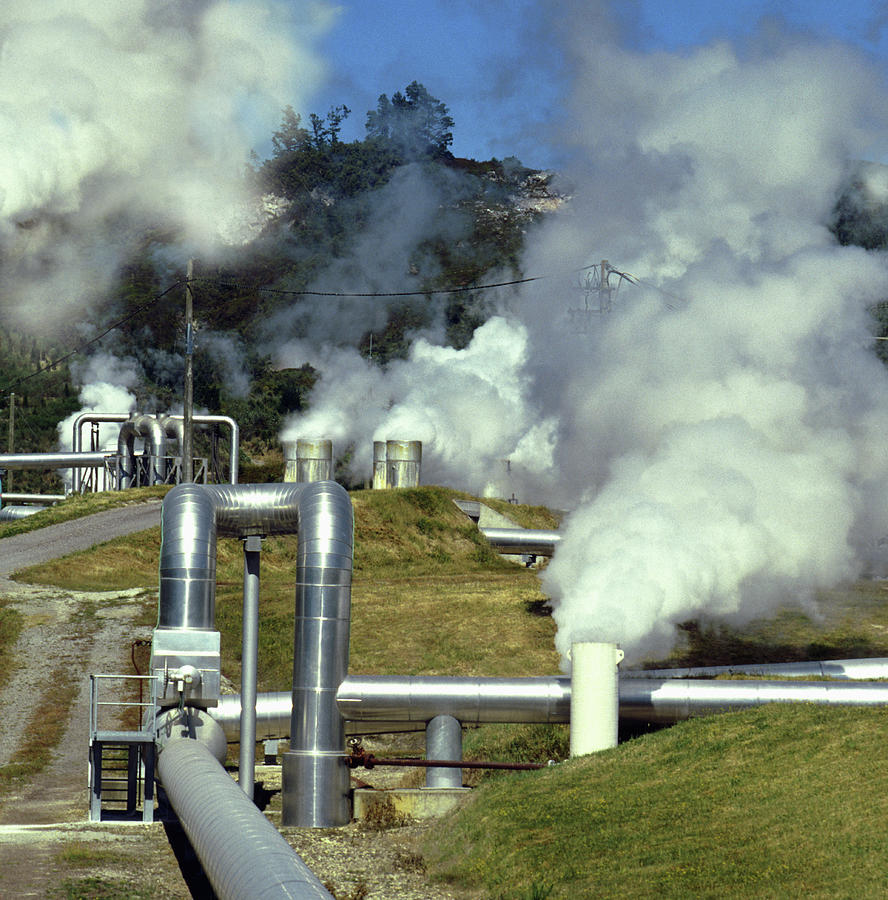 Pipe Photograph - Geothermal Power #1 by Steve Allen/science Photo Library