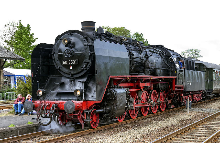 Train Photograph - German class 50 Steam Locomotive #1 by David Davies