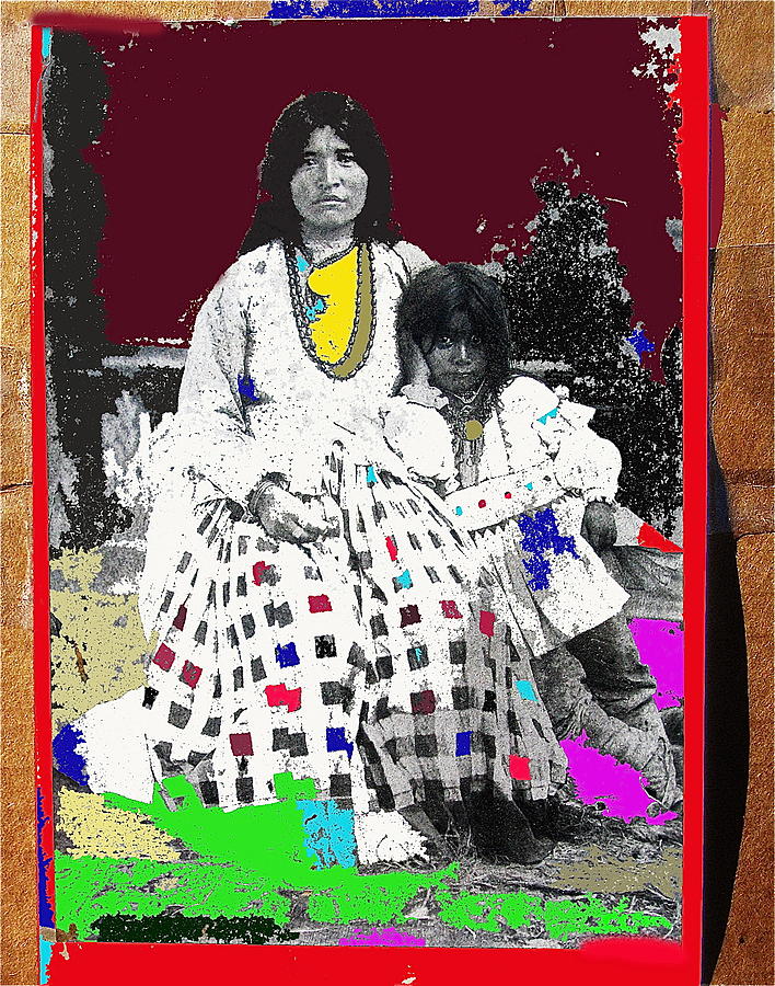 Geronimos Wife Ta-ayz-slath And Child Unknown Date Collage 2012  #1 Photograph by David Lee Guss