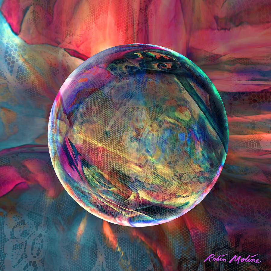 Globe Digital Art - Ghosting Psychedelic Lace by Robin Moline
