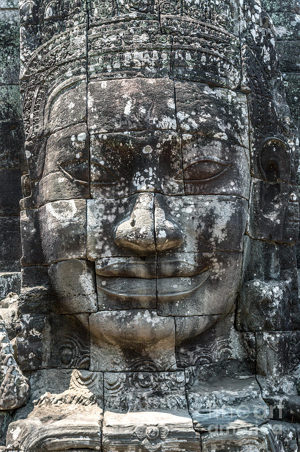 Giant Buddha face inside Bayon temple - Angkor  wat -Cambodia #1 Photograph by Matteo Colombo