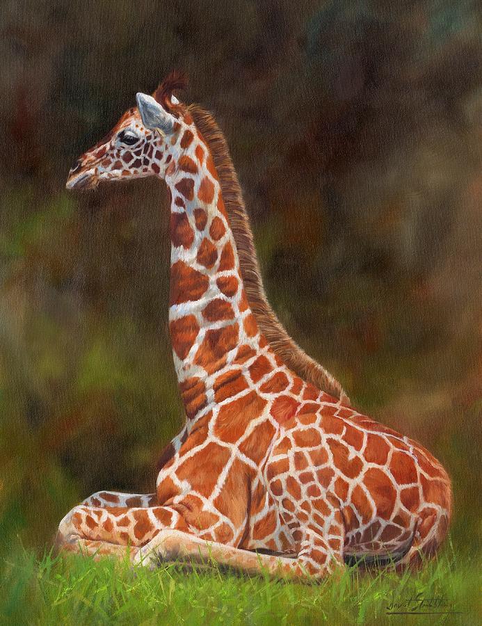 Mammal Painting - Giraffe #2 by David Stribbling