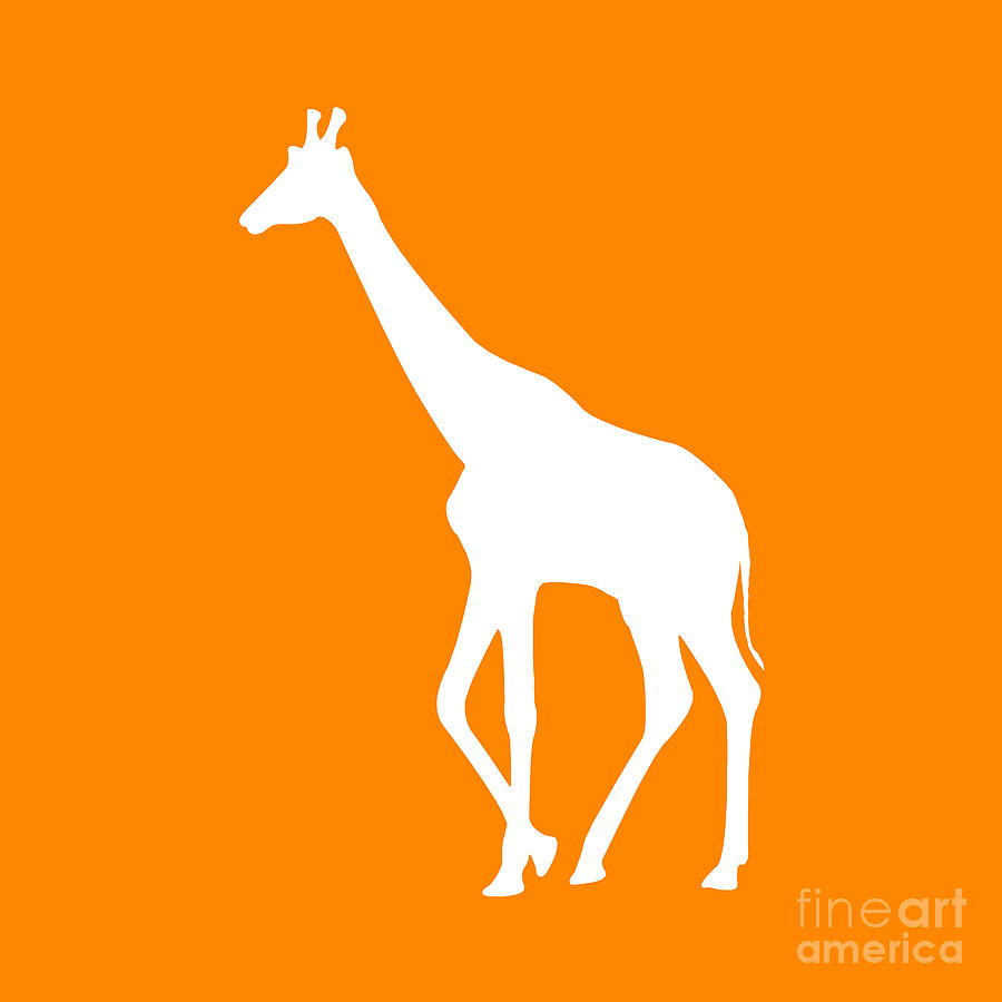 Animal Digital Art - Giraffe in Orange and White #1 by Jackie Farnsworth
