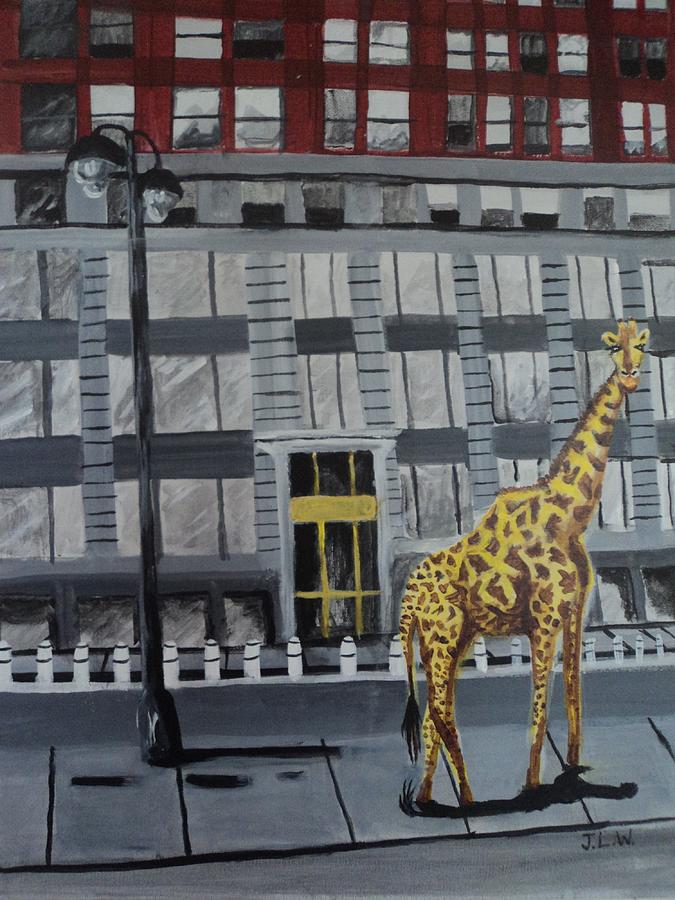 New York City Painting - Giraffe in the Big City by Justin Lee Williams