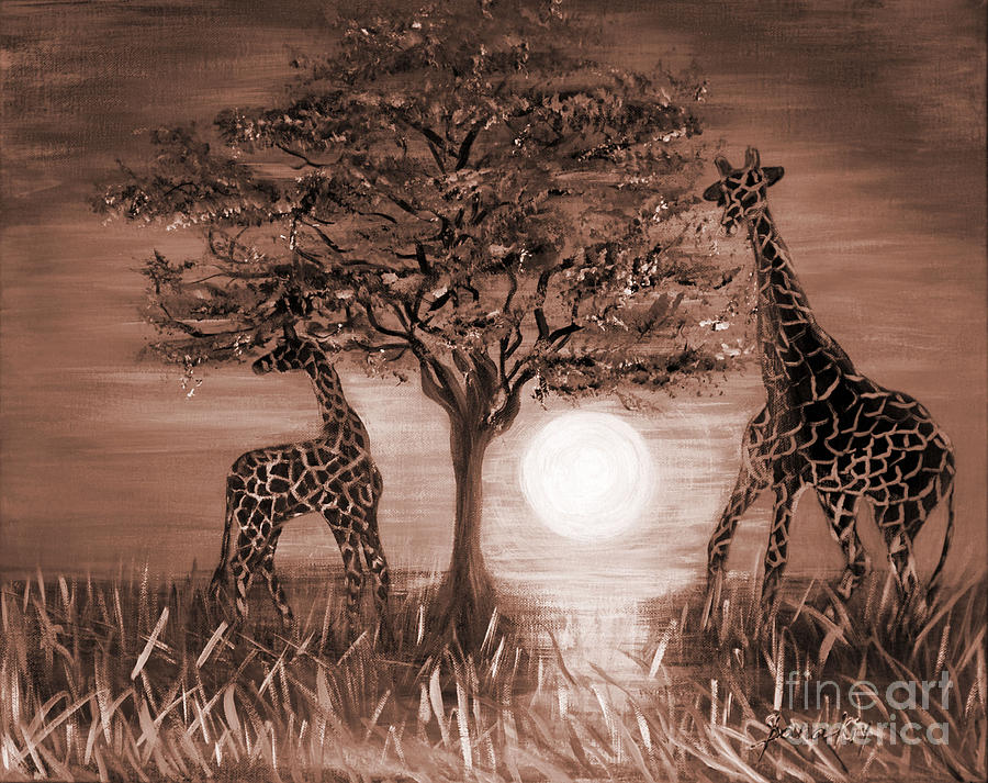 Art created from painting Giraffes  Painting by Oksana Semenchenko