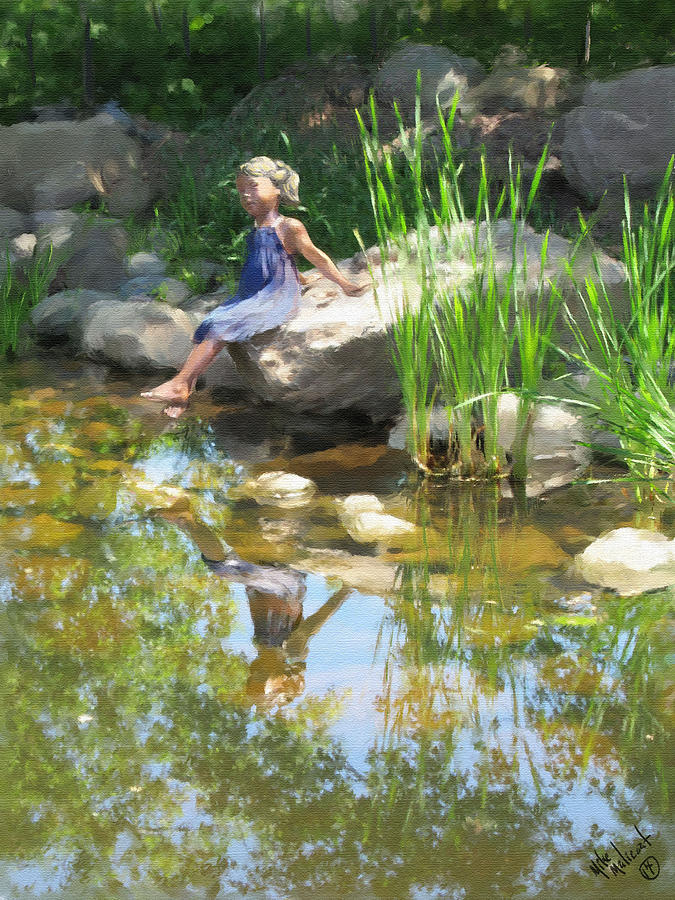 Girl at the pond Digital Art by Michael Malicoat