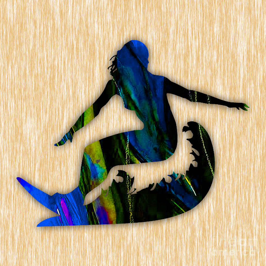 Girl Surfer Art #1 Mixed Media by Marvin Blaine