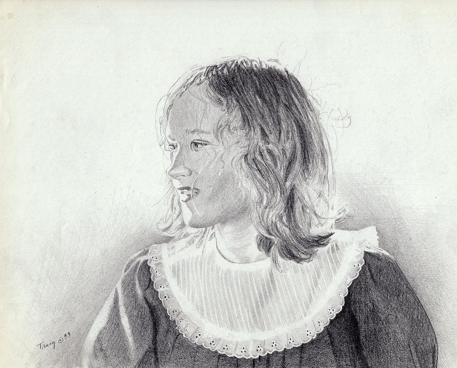 Girl with Big Collar #1 Drawing by Robert Tracy