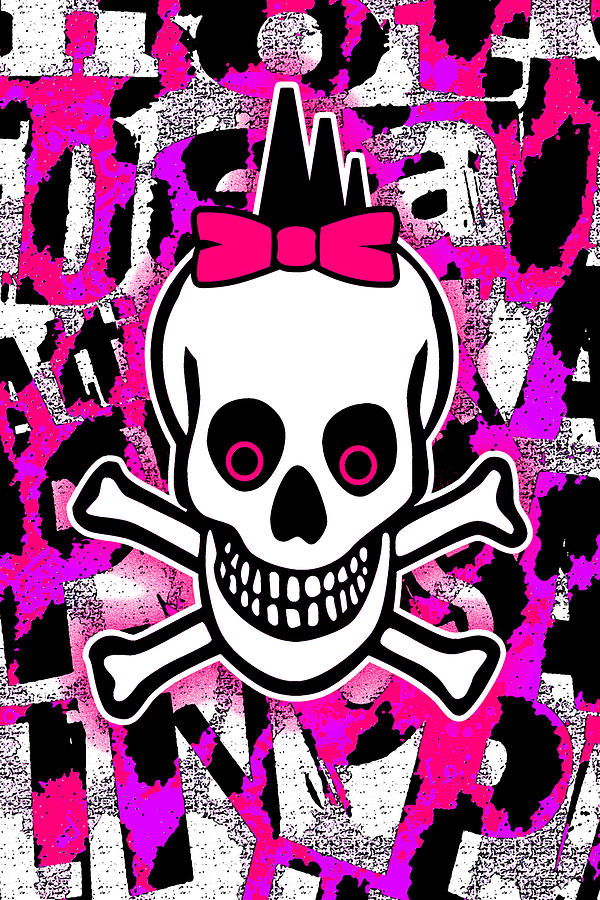 Girly Punk Skull Digital Art by Roseanne Jones