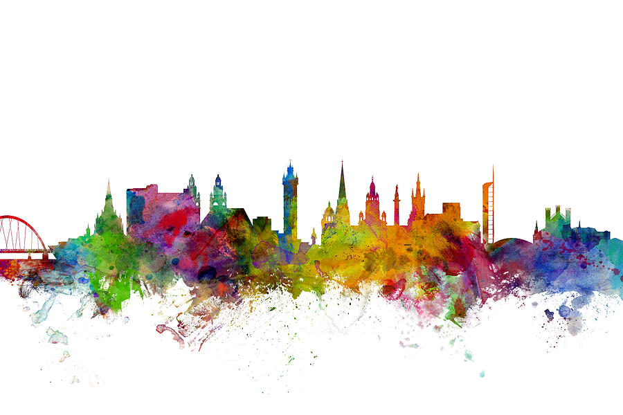 City Digital Art - Glasgow Scotland Skyline by Michael Tompsett