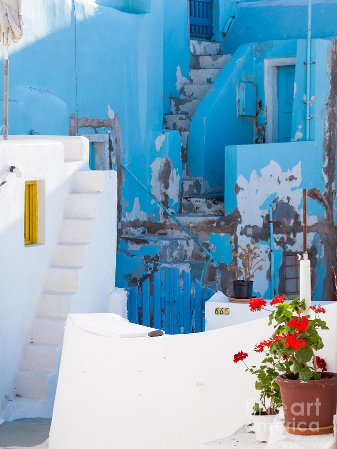 Greek Photograph - Glimpse of typical white houses in Oia Santorini Greece #1 by Matteo Colombo