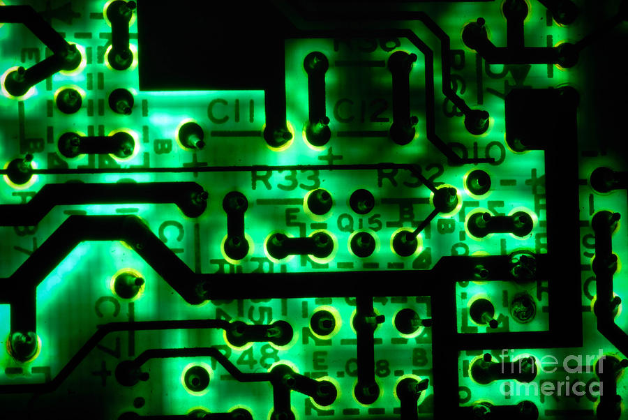 Glowing Green Circuit Board #1 Photograph by Amy Cicconi