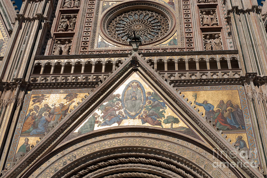 gold facade of Duomo di Orvieto Unvria #1 Photograph by Peter Noyce